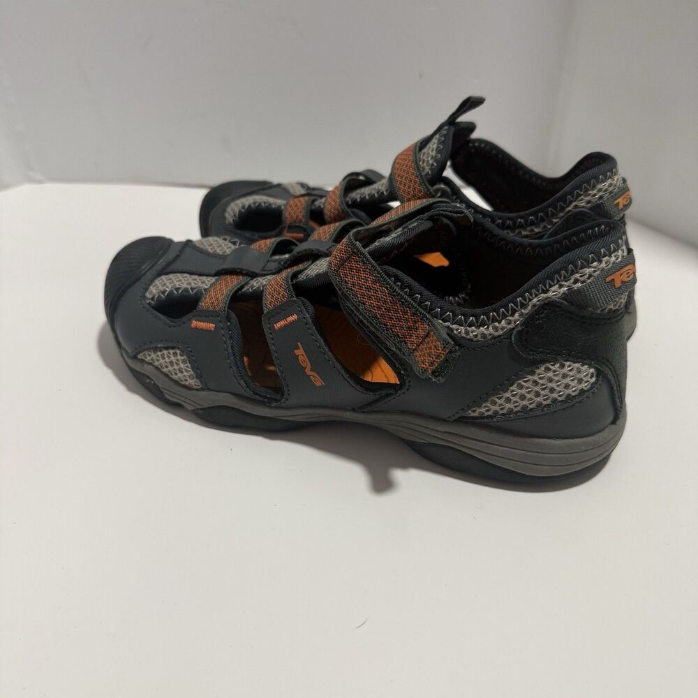 Teva Boys Water Shoes Size 3 Grey Orange Closed Toe Sandals Hiking Clean